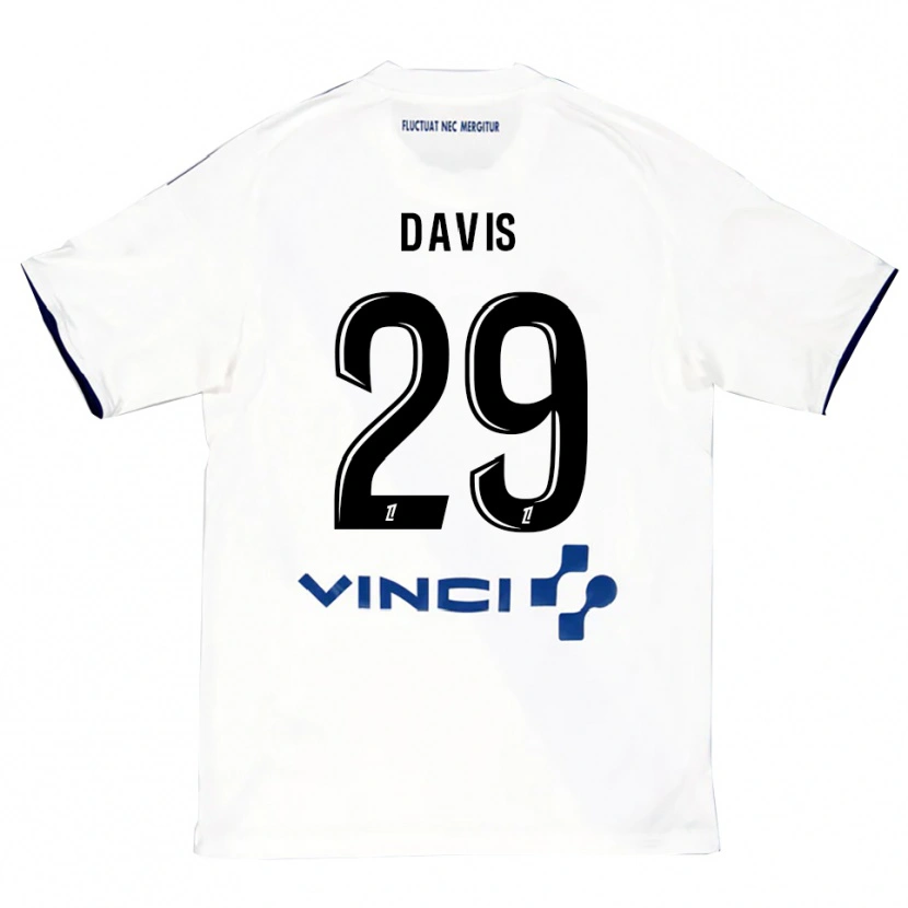 Danxen Mænd Deja Davis #29 Hvid Blå Udebane Spillertrøjer 2025/26 Trøje T-Shirt