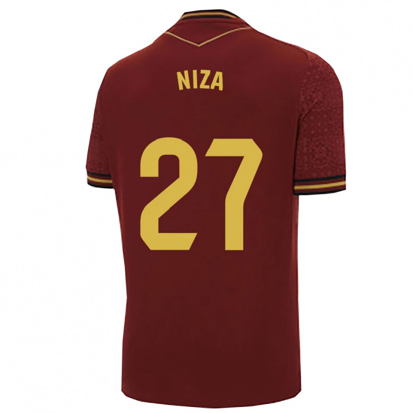Danxen Mænd Sergio Niza #27 Bordeaux Guld Udebane Spillertrøjer 2025/26 Trøje T-Shirt