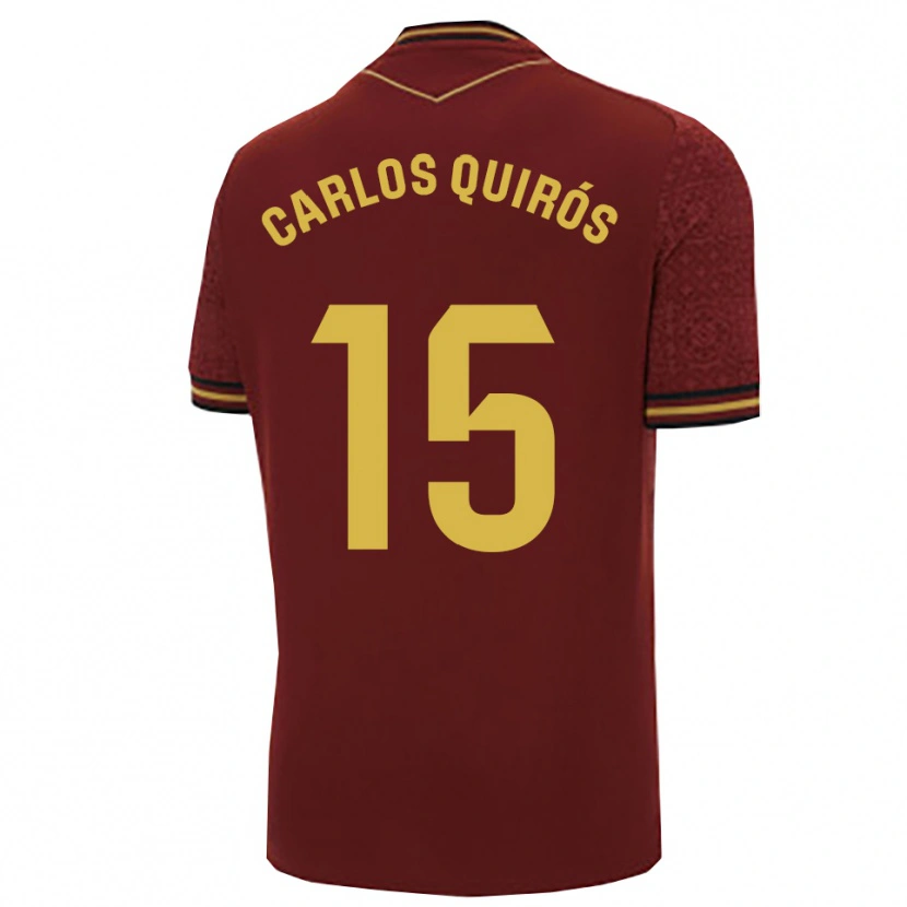 Danxen Mænd Juan Carlos Quirós #15 Bordeaux Guld Udebane Spillertrøjer 2025/26 Trøje T-Shirt