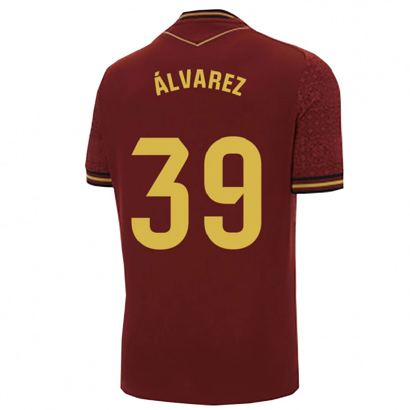 Danxen Mænd Ismael Álvarez #39 Bordeaux Guld Udebane Spillertrøjer 2025/26 Trøje T-Shirt