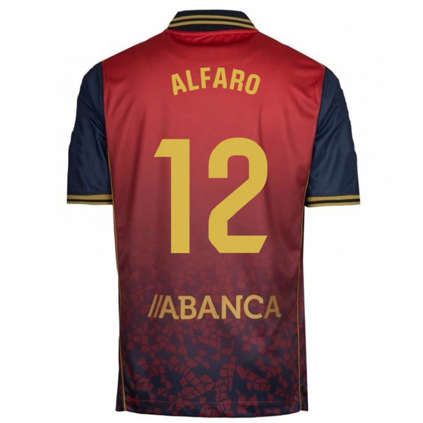 Danxen Mænd Alejandro Alfaro #12 Rød Navy Udebane Spillertrøjer 2025/26 Trøje T-Shirt