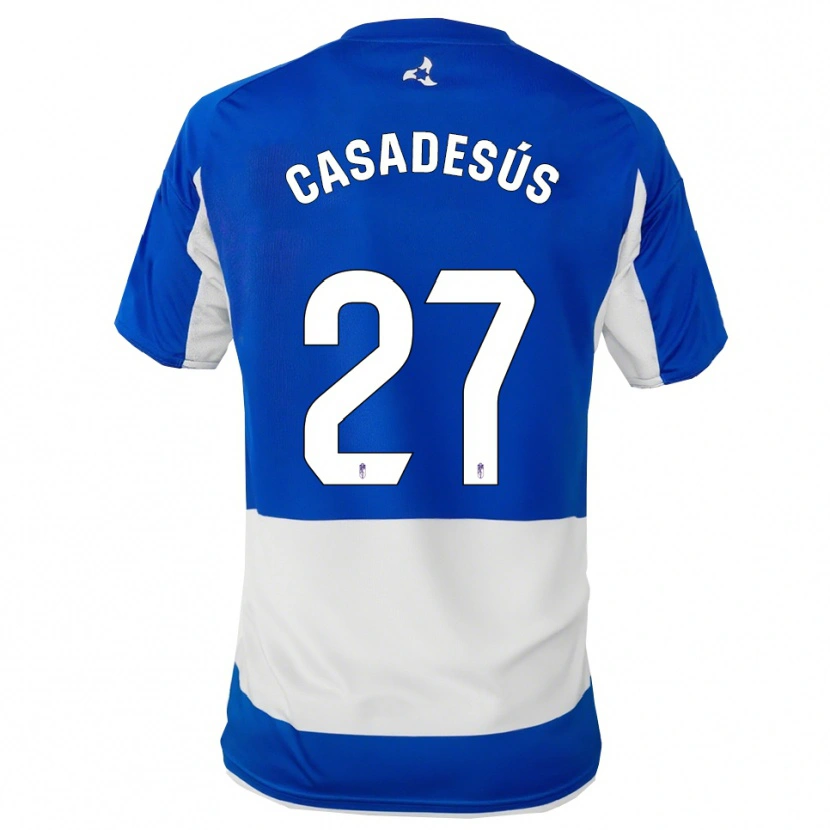 Danxen Mænd Pau Casadesús #27 Blå Hvid Udebane Spillertrøjer 2025/26 Trøje T-Shirt