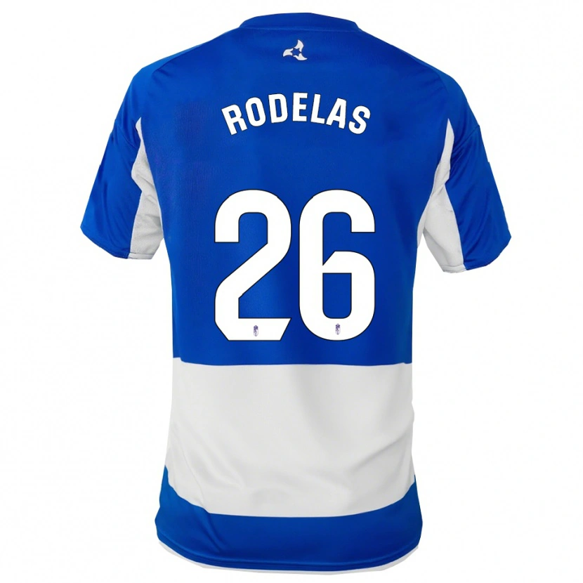 Danxen Mænd Sergio Rodelas #26 Blå Hvid Udebane Spillertrøjer 2025/26 Trøje T-Shirt