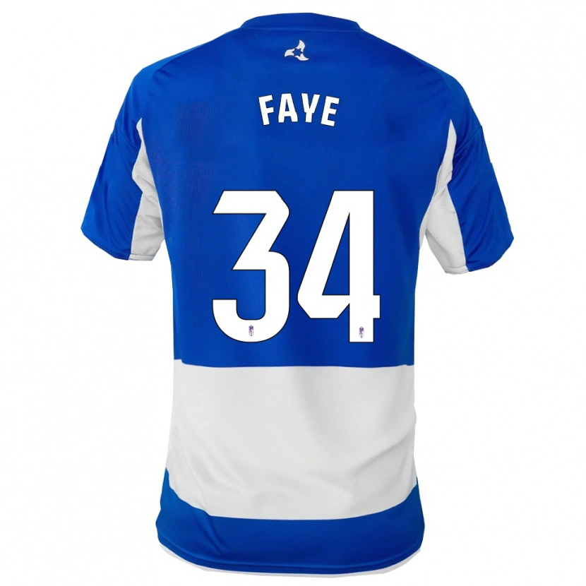 Danxen Mænd Souleymane Faye #34 Blå Hvid Udebane Spillertrøjer 2025/26 Trøje T-Shirt