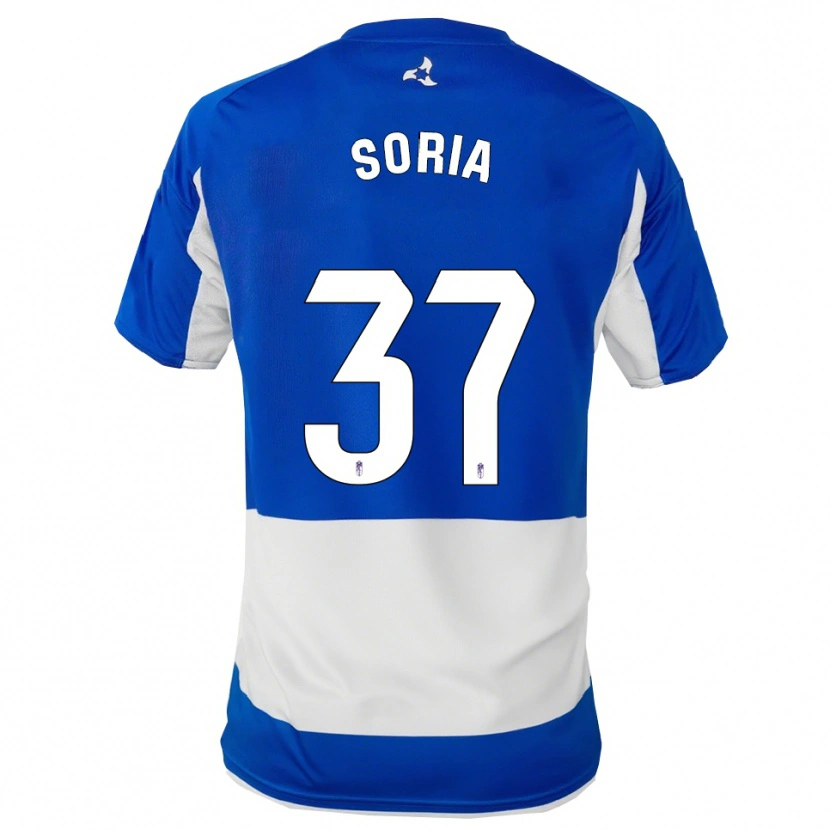 Danxen Mænd Carlos Soria #37 Blå Hvid Udebane Spillertrøjer 2025/26 Trøje T-Shirt
