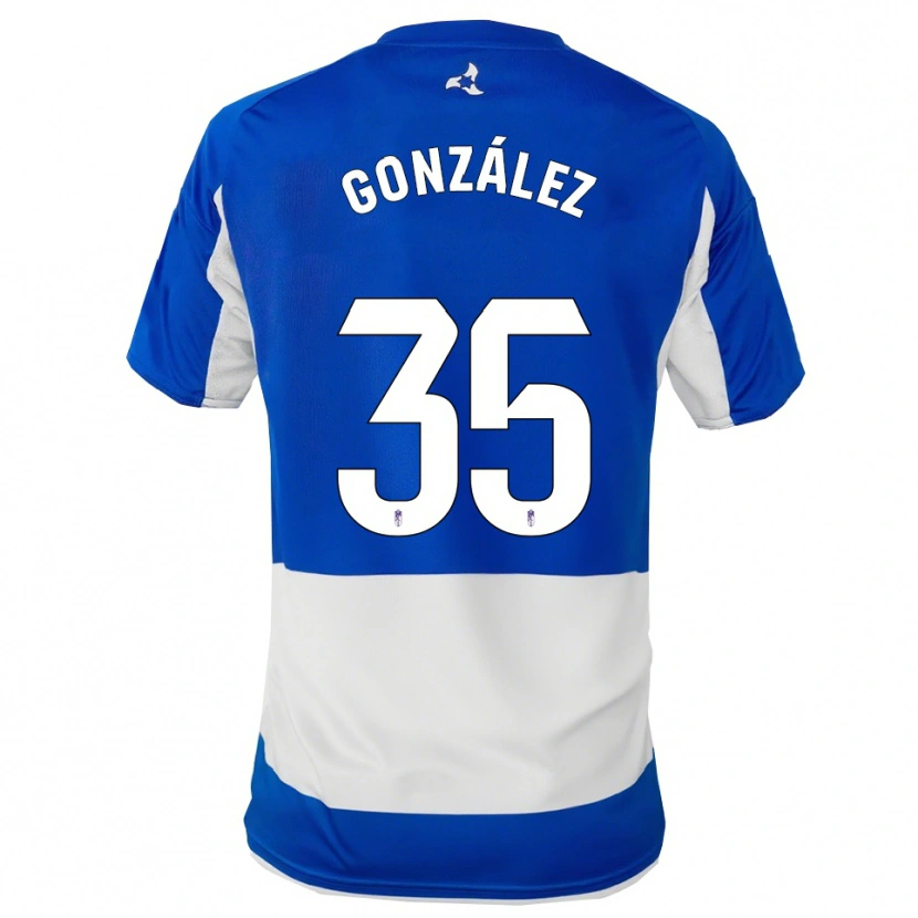 Danxen Mænd Isra González #35 Blå Hvid Udebane Spillertrøjer 2025/26 Trøje T-Shirt