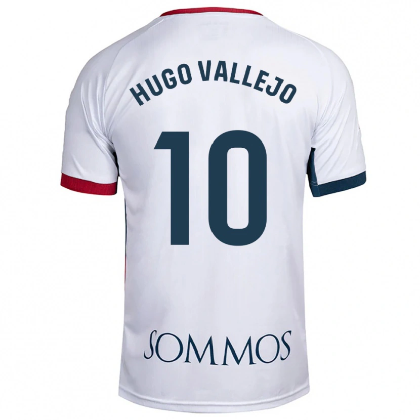 Danxen Mænd Hugo Vallejo #10 Hvid Rød Udebane Spillertrøjer 2025/26 Trøje T-Shirt