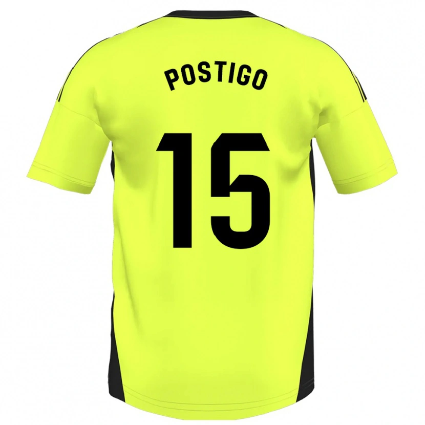 Danxen Mænd Sergio Postigo #15 Fluorescerende Gul Udebane Spillertrøjer 2025/26 Trøje T-Shirt