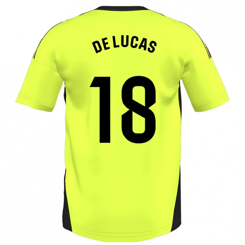 Danxen Mænd Alejandro De Lucas #18 Fluorescerende Gul Udebane Spillertrøjer 2025/26 Trøje T-Shirt
