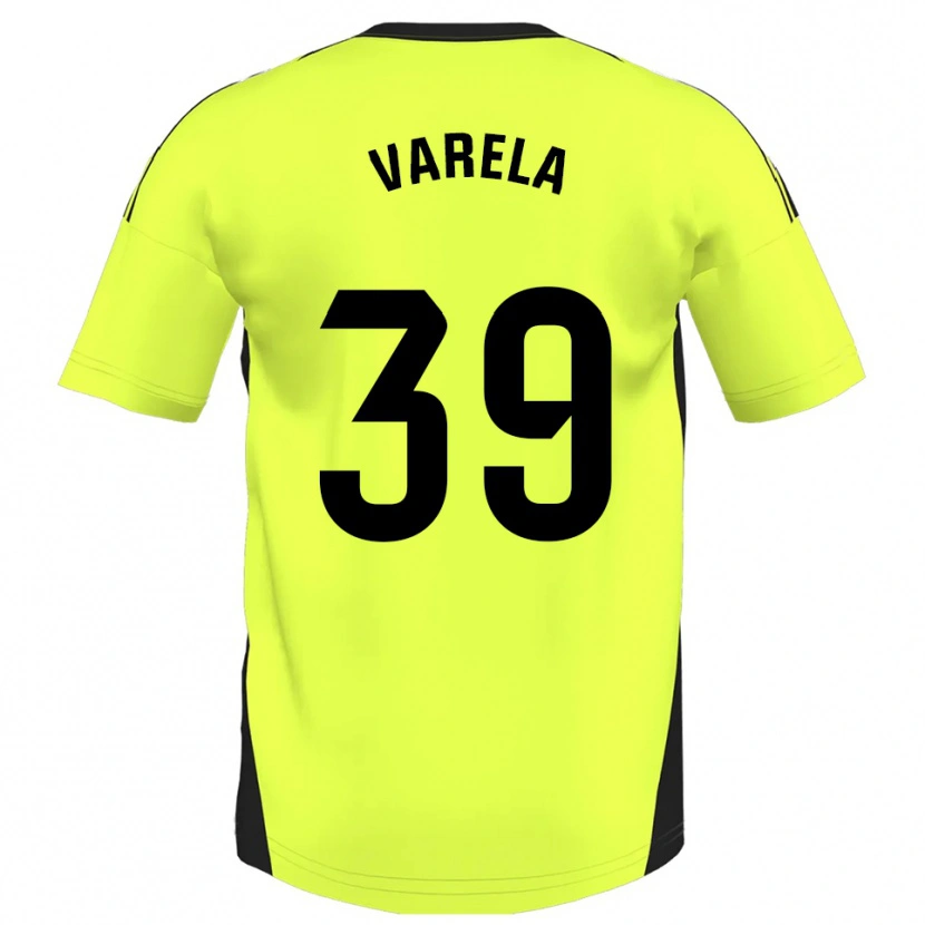 Danxen Mænd Iker Varela #39 Fluorescerende Gul Udebane Spillertrøjer 2025/26 Trøje T-Shirt