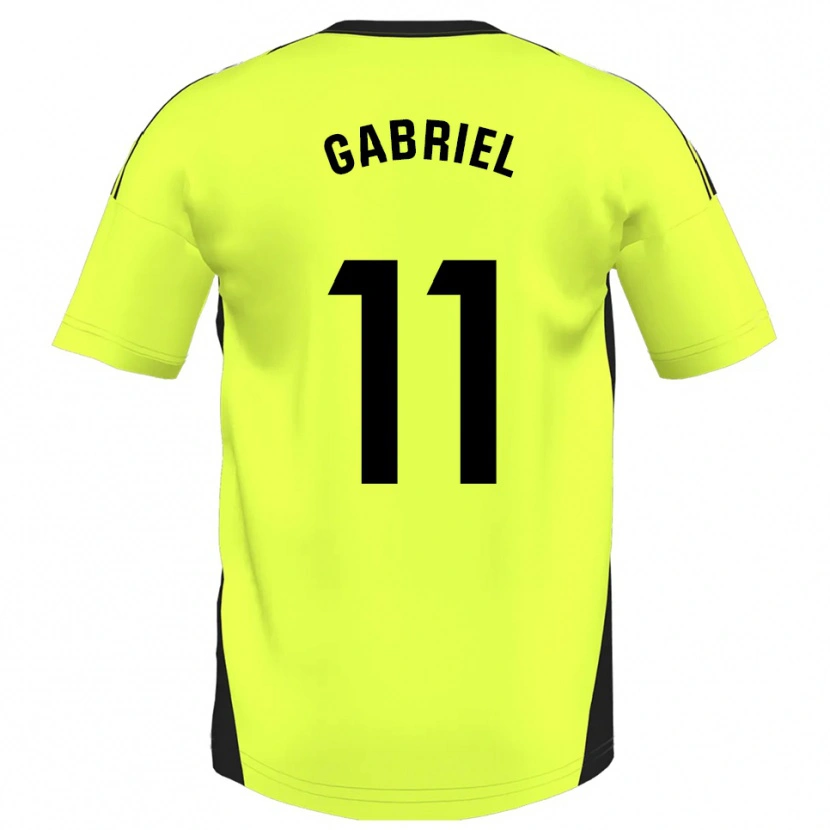 Danxen Mænd Sergio Gabriel #11 Fluorescerende Gul Udebane Spillertrøjer 2025/26 Trøje T-Shirt