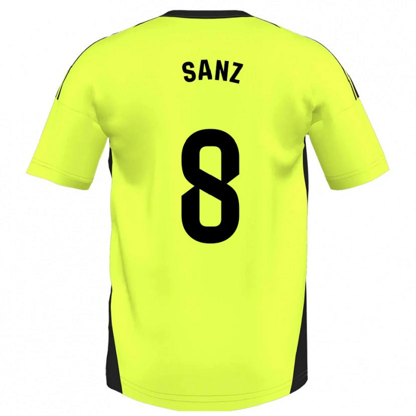 Danxen Mænd Álvaro Sanz #8 Fluorescerende Gul Udebane Spillertrøjer 2025/26 Trøje T-Shirt