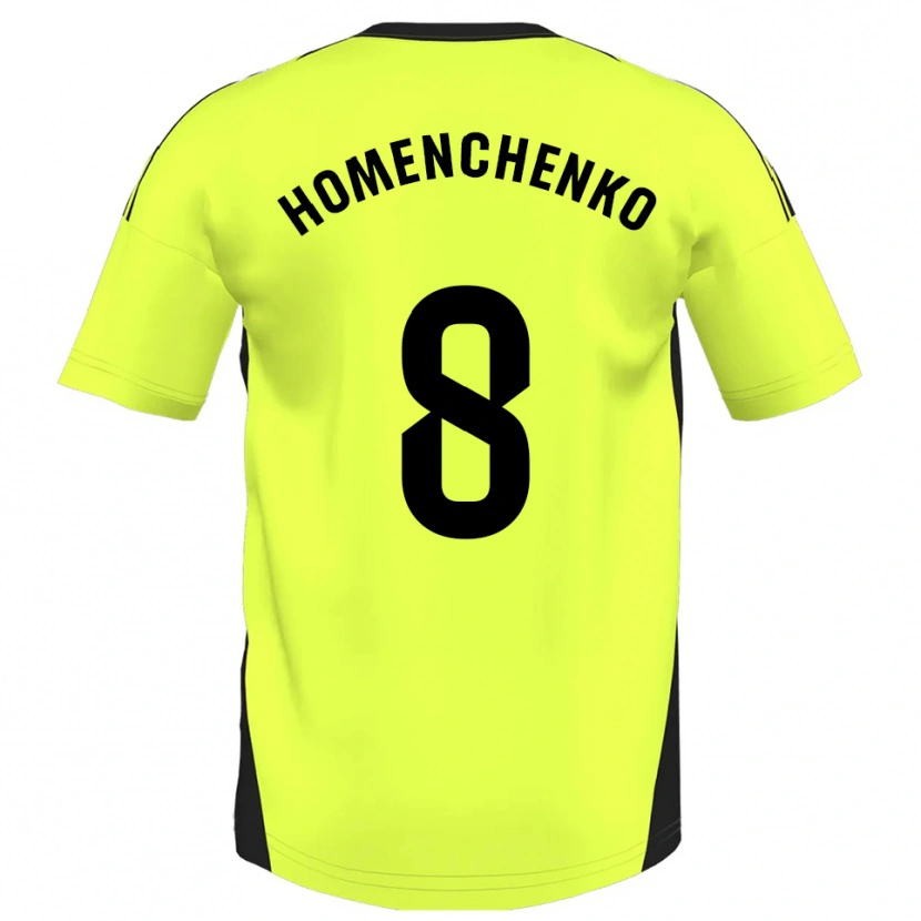 Danxen Mænd Santiago Homenchenko #8 Fluorescerende Gul Udebane Spillertrøjer 2025/26 Trøje T-Shirt