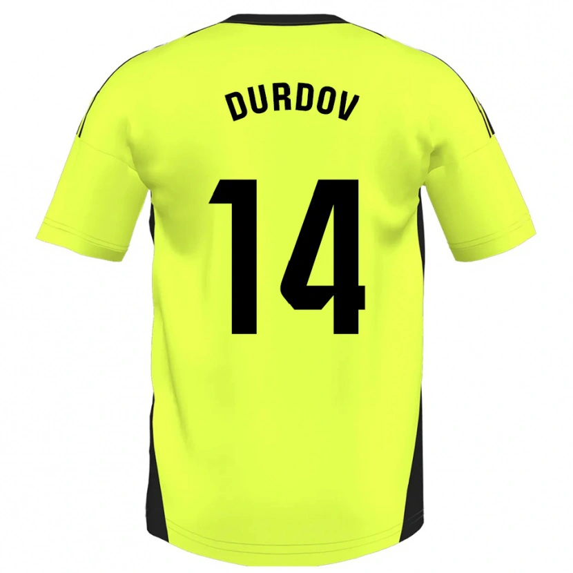Danxen Mænd Ivan Durdov #14 Fluorescerende Gul Udebane Spillertrøjer 2025/26 Trøje T-Shirt
