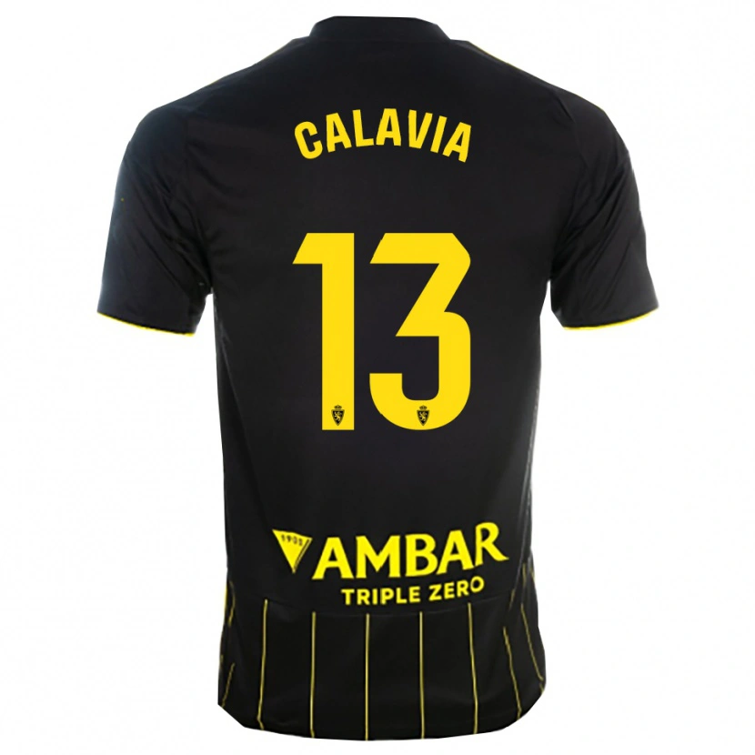 Danxen Mænd Carlos Calavia #13 Sort Gul Udebane Spillertrøjer 2025/26 Trøje T-Shirt