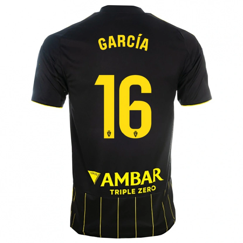 Danxen Mænd Iker García #16 Sort Gul Udebane Spillertrøjer 2025/26 Trøje T-Shirt