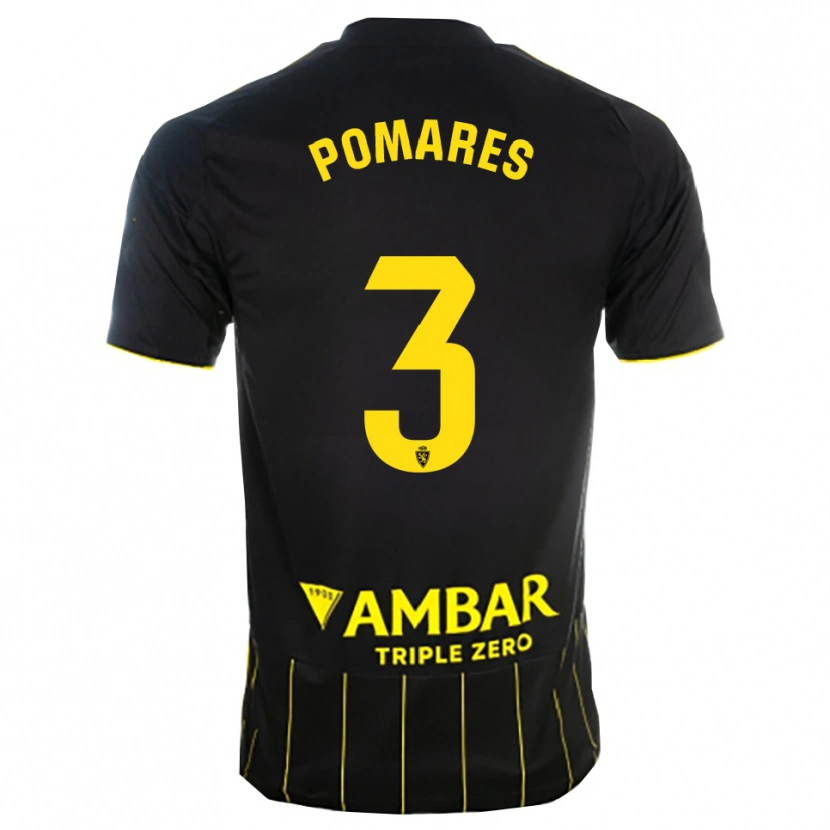 Danxen Mænd Carlos Pomares #3 Sort Gul Udebane Spillertrøjer 2025/26 Trøje T-Shirt