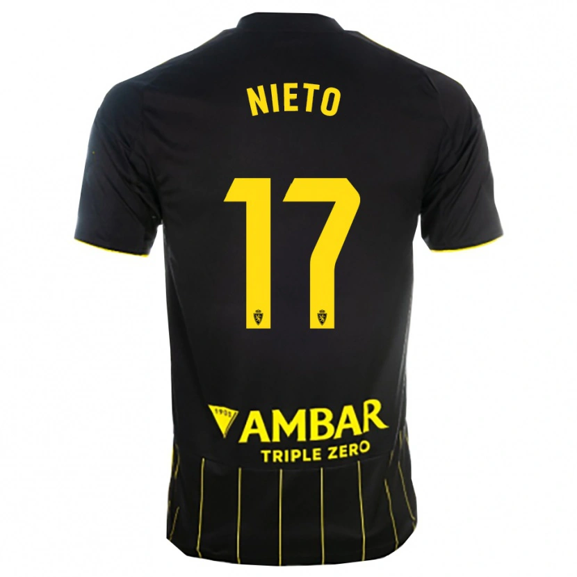 Danxen Mænd Carlos Nieto #17 Sort Gul Udebane Spillertrøjer 2025/26 Trøje T-Shirt