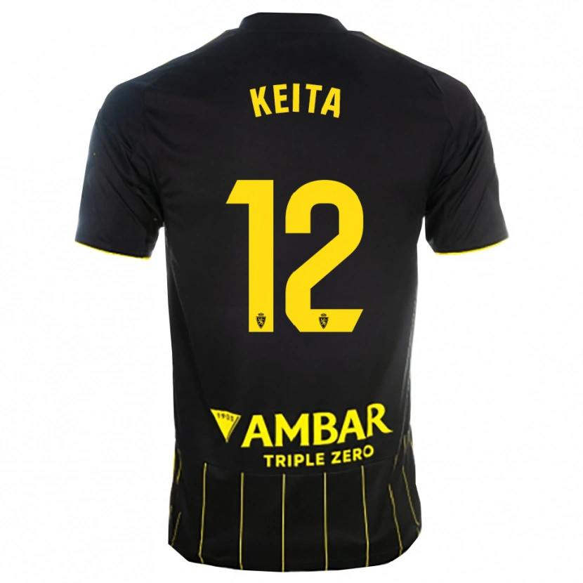Danxen Mænd Lassine Keita #12 Sort Gul Udebane Spillertrøjer 2025/26 Trøje T-Shirt