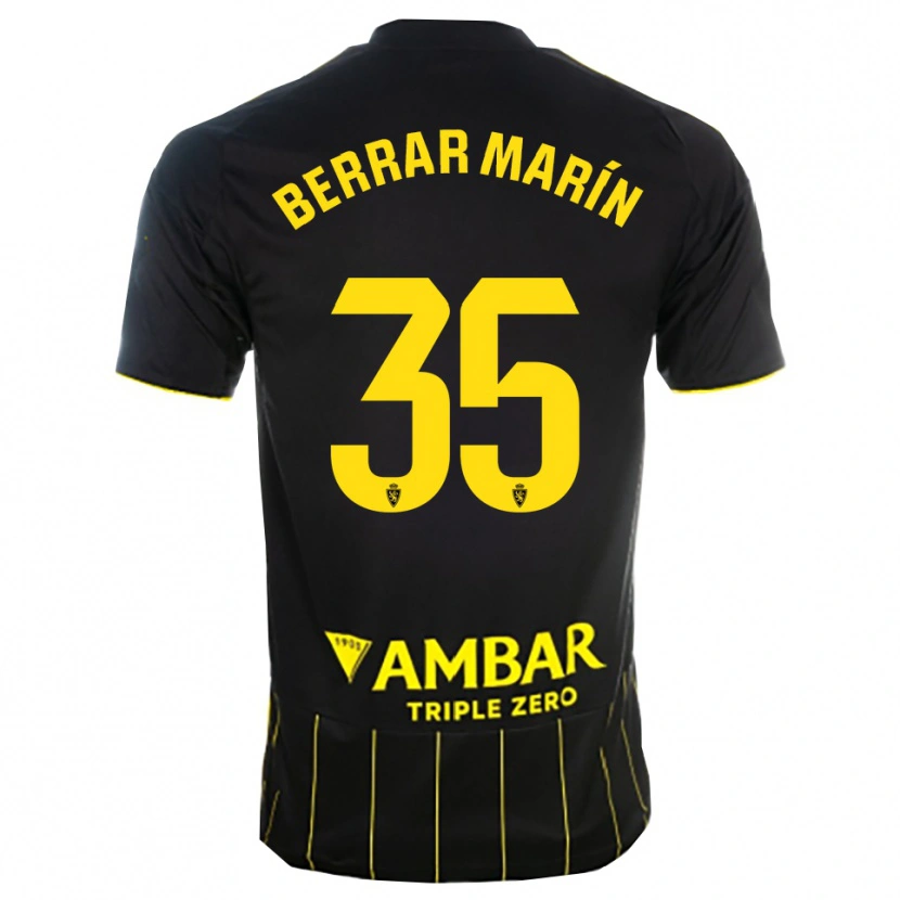 Danxen Mænd Sergio Berrar #35 Sort Gul Udebane Spillertrøjer 2025/26 Trøje T-Shirt