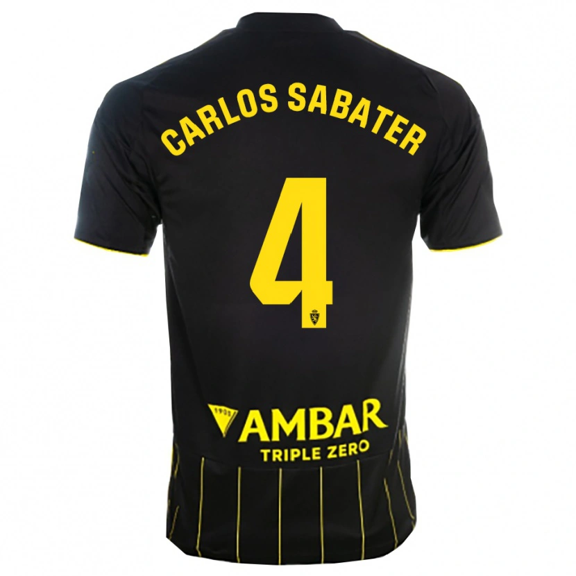 Danxen Mænd Juan Carlos Sabater #4 Sort Gul Udebane Spillertrøjer 2025/26 Trøje T-Shirt