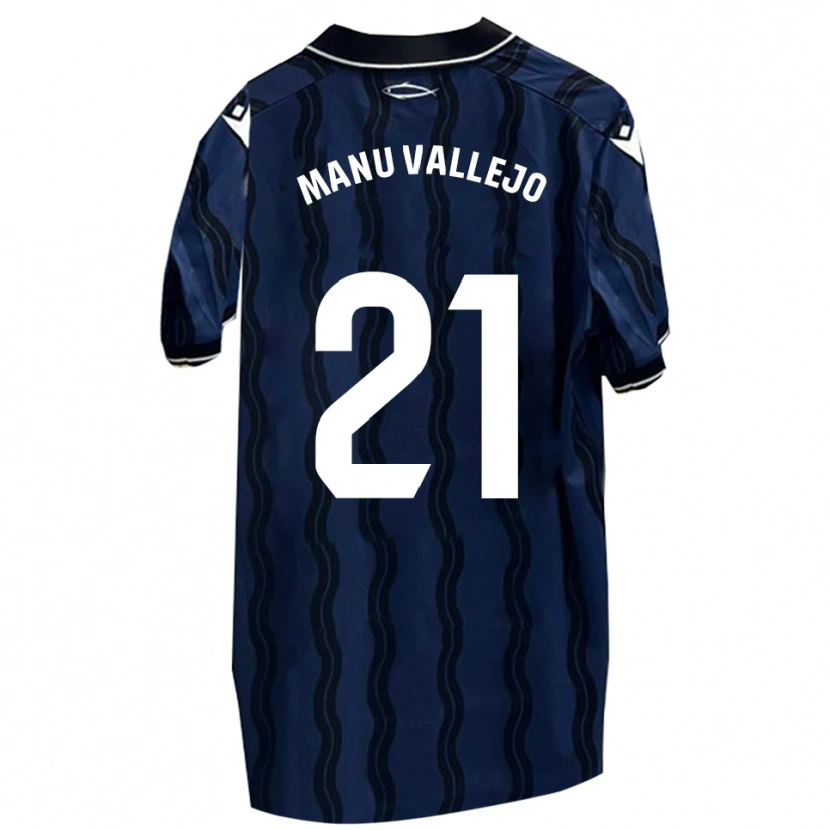 Danxen Mænd Manu Vallejo #21 Mørkeblå Sort Udebane Spillertrøjer 2025/26 Trøje T-Shirt