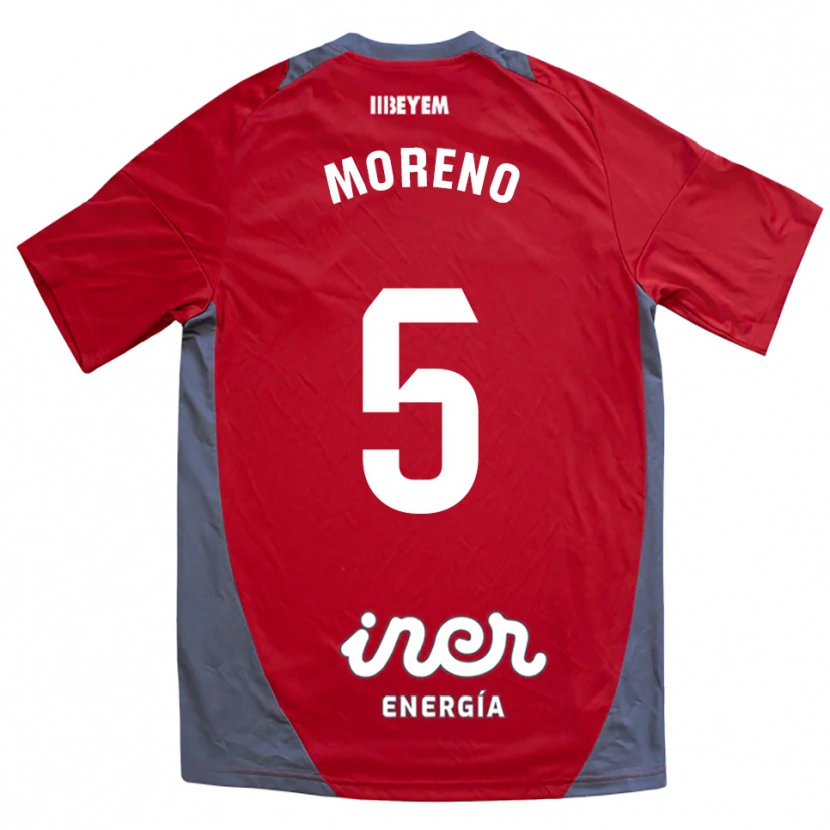 Danxen Mænd Javi Moreno #5 Rød Grå Udebane Spillertrøjer 2025/26 Trøje T-Shirt