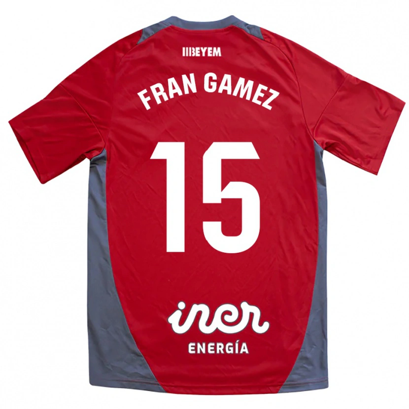 Danxen Mænd Fran Gámez #15 Rød Grå Udebane Spillertrøjer 2025/26 Trøje T-Shirt