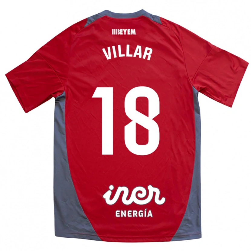 Danxen Mænd Javi Villar #18 Rød Grå Udebane Spillertrøjer 2025/26 Trøje T-Shirt