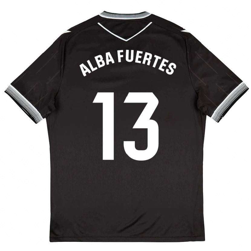 Danxen Mænd Alba Fuertes #13 Sort Hvid Udebane Spillertrøjer 2025/26 Trøje T-Shirt