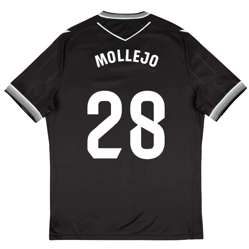 Danxen Mænd Víctor Mollejo #28 Sort Hvid Udebane Spillertrøjer 2025/26 Trøje T-Shirt