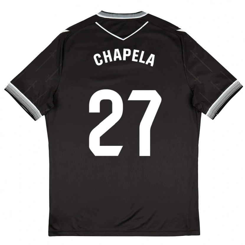 Danxen Mænd Iván Chapela #27 Sort Hvid Udebane Spillertrøjer 2025/26 Trøje T-Shirt