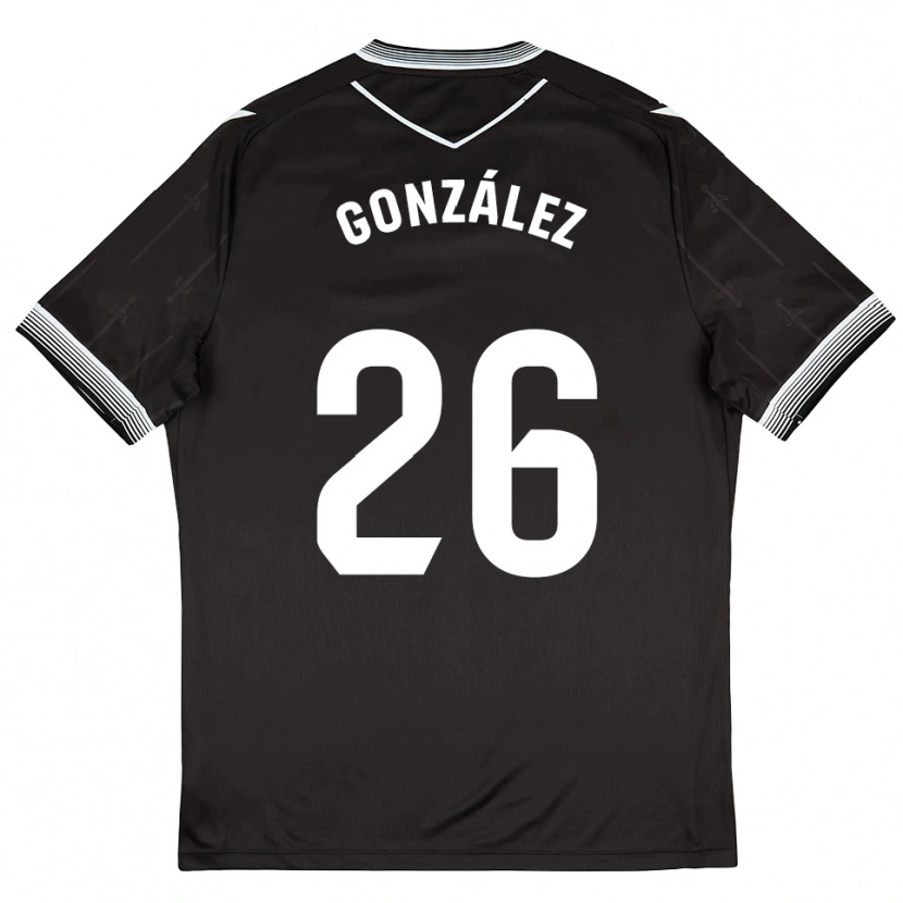 Danxen Mænd Diego González #26 Sort Hvid Udebane Spillertrøjer 2025/26 Trøje T-Shirt