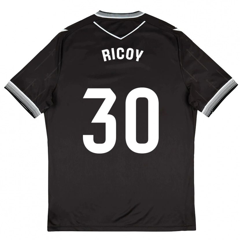 Danxen Mænd Lucas Ricoy #30 Sort Hvid Udebane Spillertrøjer 2025/26 Trøje T-Shirt