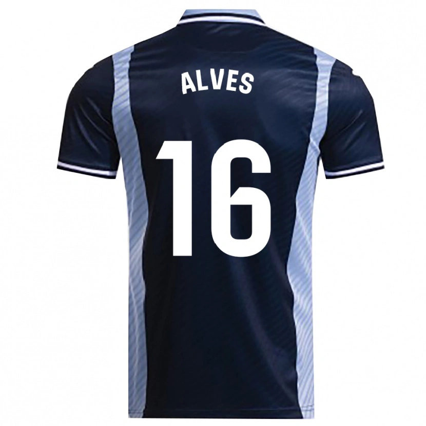 Danxen Mænd Rubén Alves #16 Navy Himmelblå Udebane Spillertrøjer 2025/26 Trøje T-Shirt