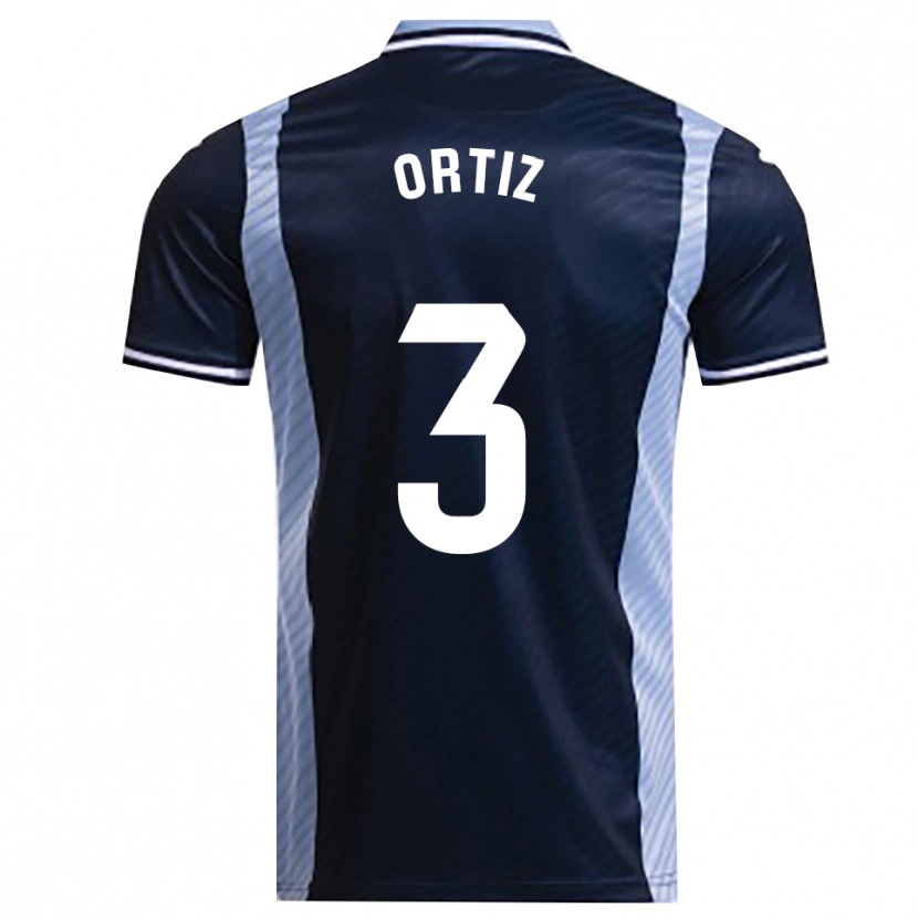 Danxen Mænd Josema Ortiz #3 Navy Himmelblå Udebane Spillertrøjer 2025/26 Trøje T-Shirt