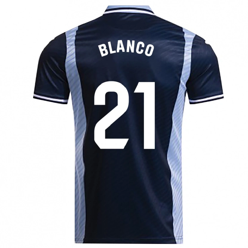 Danxen Mænd Víctor Blanco #21 Navy Himmelblå Udebane Spillertrøjer 2025/26 Trøje T-Shirt