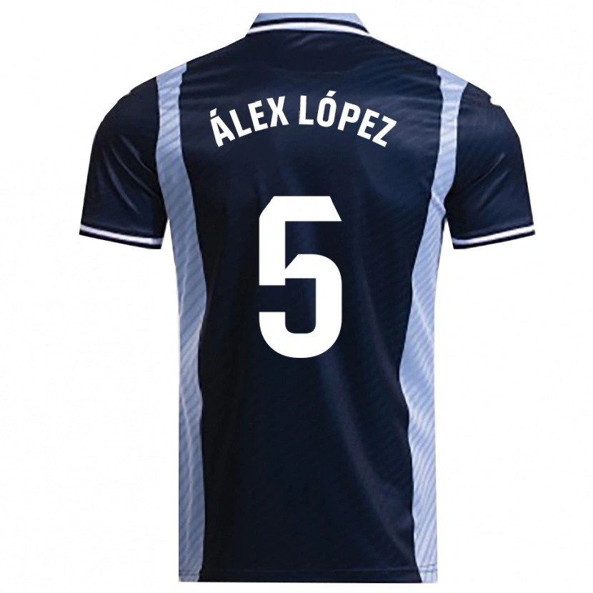Danxen Mænd Álex López #5 Navy Himmelblå Udebane Spillertrøjer 2025/26 Trøje T-Shirt