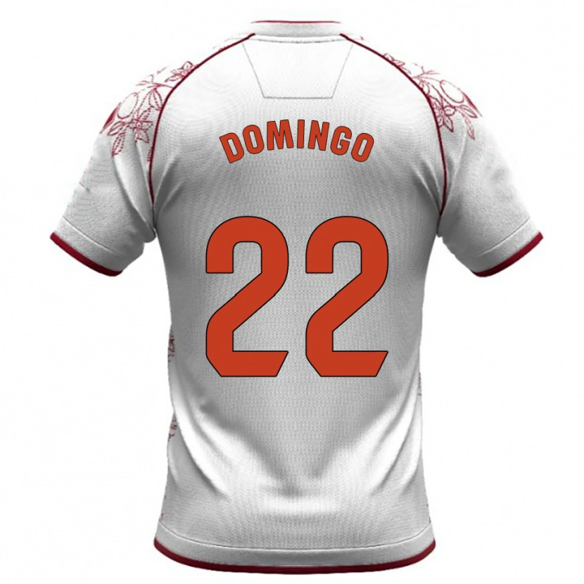 Danxen Mænd Jorge Domingo #22 Hvid Bordeaux Udebane Spillertrøjer 2025/26 Trøje T-Shirt