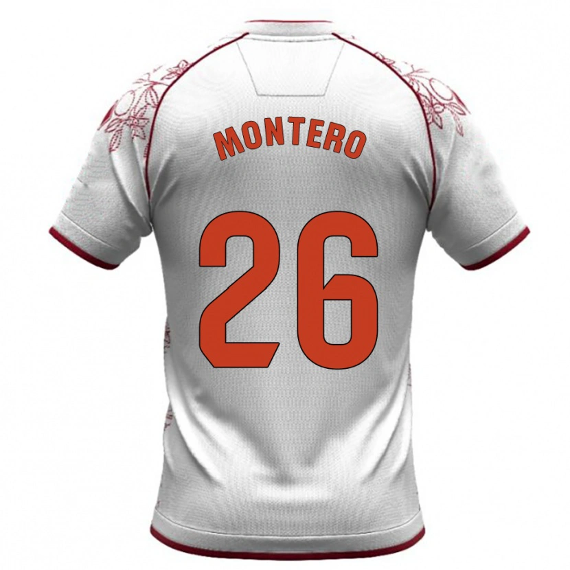Danxen Mænd Marcos Montero #26 Hvid Bordeaux Udebane Spillertrøjer 2025/26 Trøje T-Shirt
