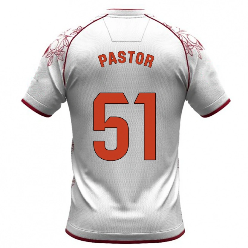 Danxen Mænd Gonzalo Pastor #51 Hvid Bordeaux Udebane Spillertrøjer 2025/26 Trøje T-Shirt