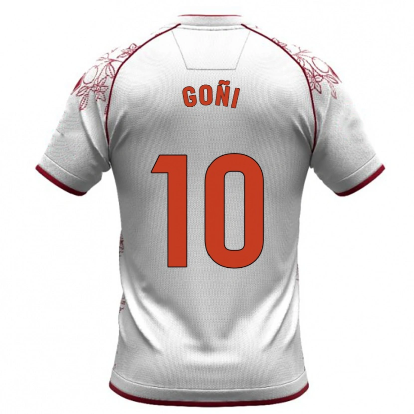Danxen Mænd Hugo Goñi #10 Hvid Bordeaux Udebane Spillertrøjer 2025/26 Trøje T-Shirt