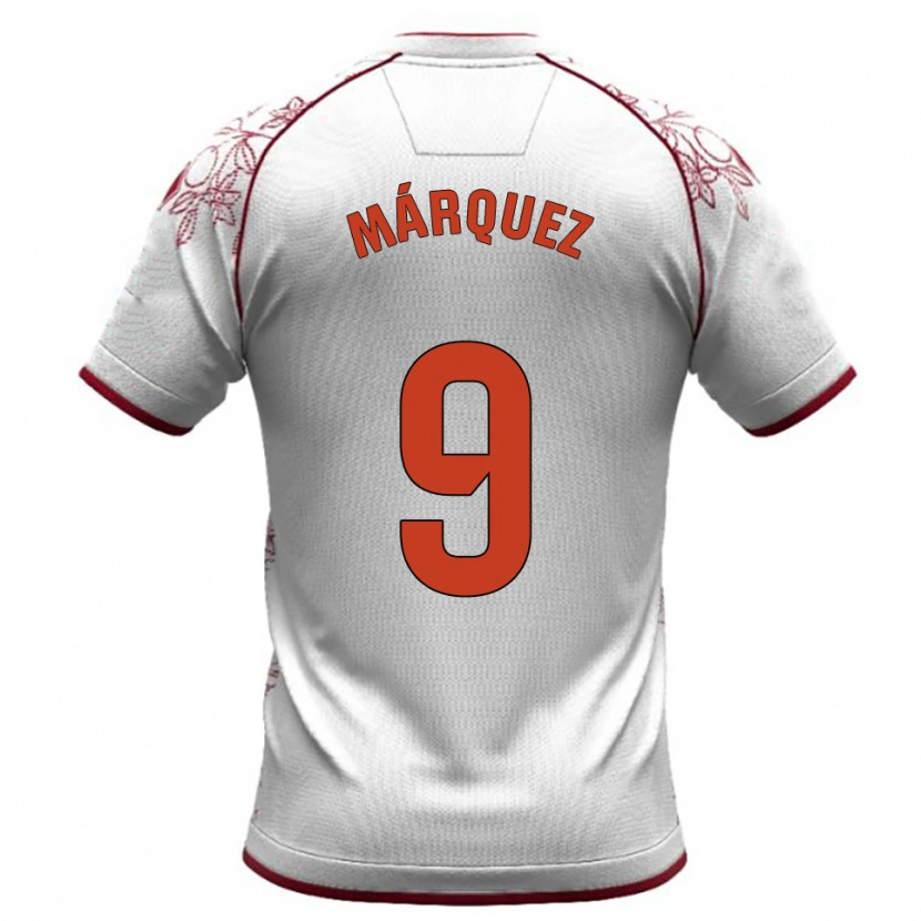 Danxen Mænd Eddiel Márquez #9 Hvid Bordeaux Udebane Spillertrøjer 2025/26 Trøje T-Shirt