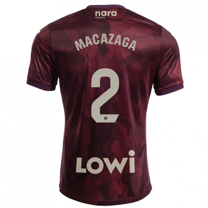 Danxen Mænd Lucas Macazaga #2 Bordeaux Hvid Udebane Spillertrøjer 2025/26 Trøje T-Shirt