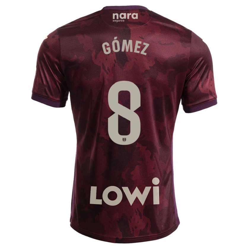 Danxen Mænd Rodri Gómez #8 Bordeaux Hvid Udebane Spillertrøjer 2025/26 Trøje T-Shirt