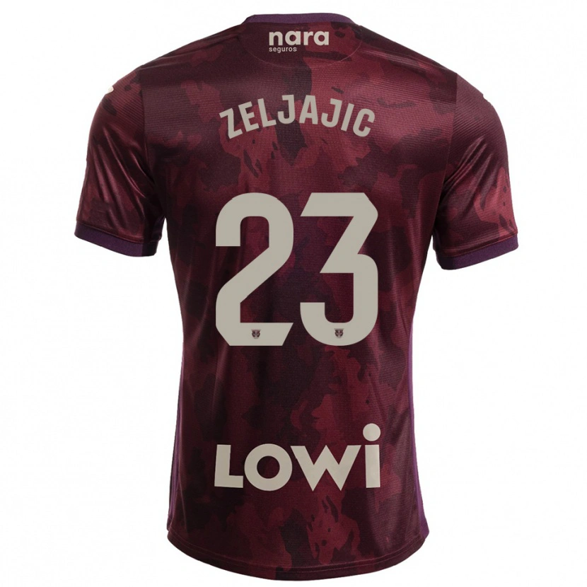 Danxen Mænd Stanislav Zeljajic #23 Bordeaux Hvid Udebane Spillertrøjer 2025/26 Trøje T-Shirt
