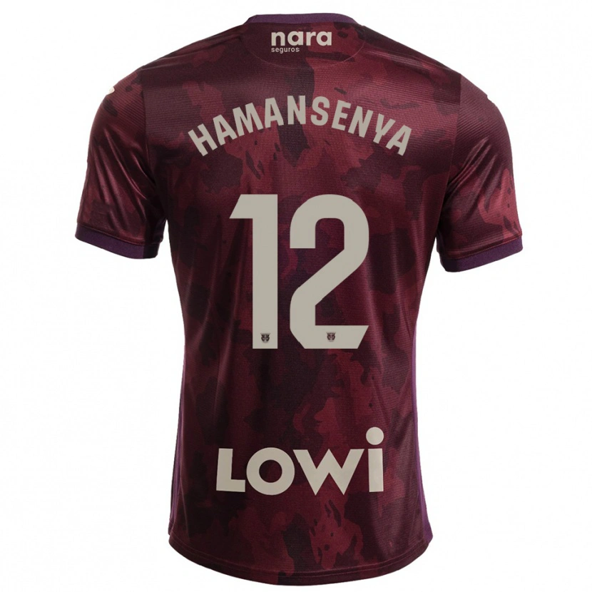 Danxen Mænd David Hamansenya #12 Bordeaux Hvid Udebane Spillertrøjer 2025/26 Trøje T-Shirt