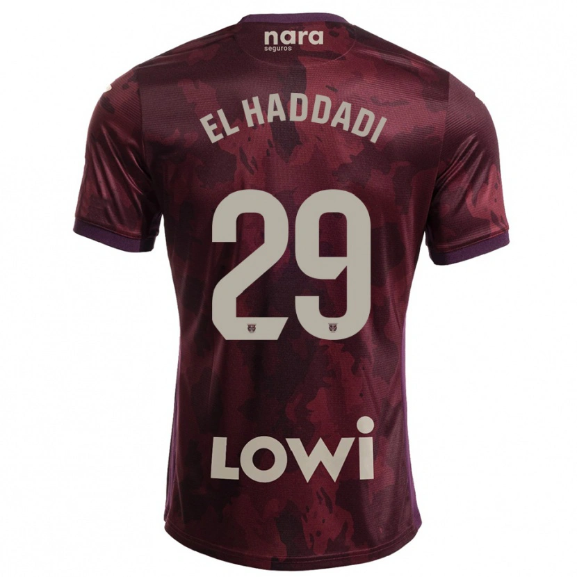 Danxen Mænd Suleiman El Haddadi #29 Bordeaux Hvid Udebane Spillertrøjer 2025/26 Trøje T-Shirt