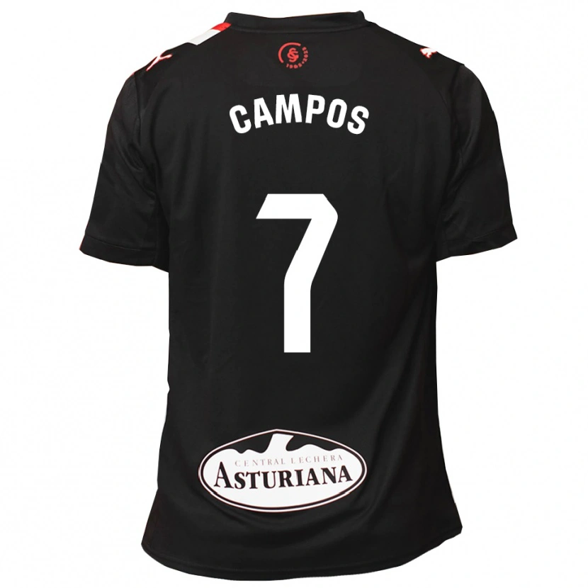 Danxen Mænd Gaspar Campos #7 Sort Hvid Udebane Spillertrøjer 2025/26 Trøje T-Shirt