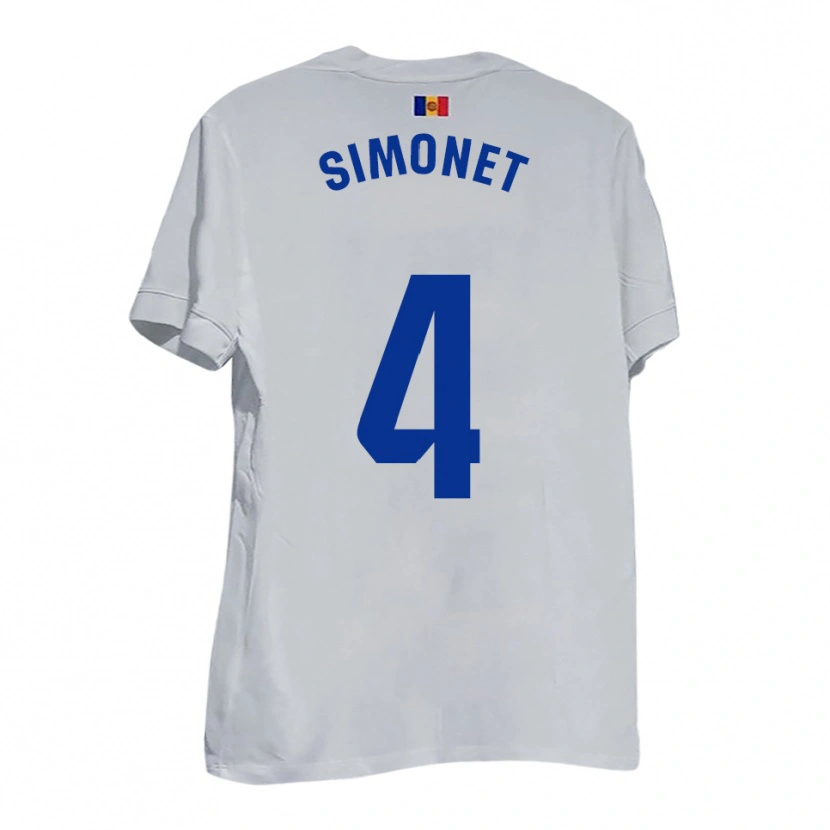 Danxen Mænd Pere Simonet #4 Hvid Blå Gul Udebane Spillertrøjer 2025/26 Trøje T-Shirt